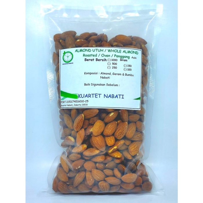 

ROASTED ALMOND - SALTED - ASIN - SIZE BESAR 27-30 - PANGGANG - 500 GR