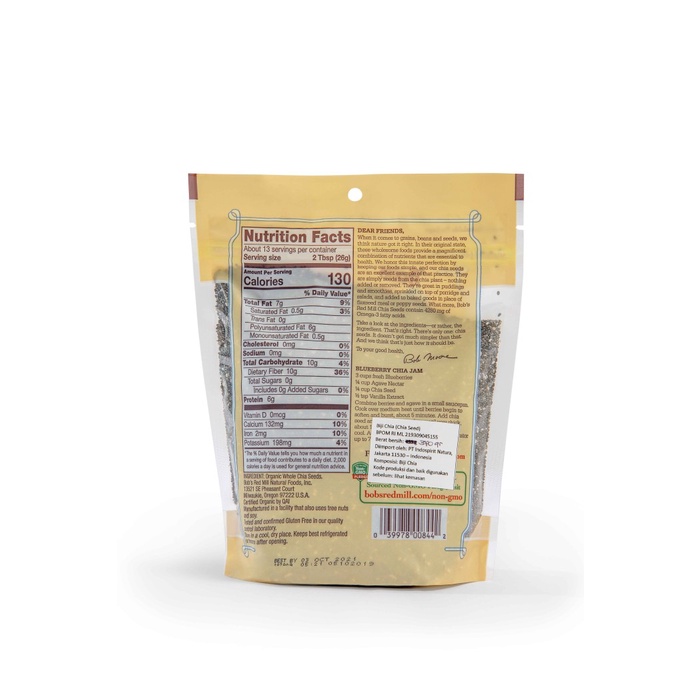 

[dch] - Bob's Red Mill Organic Whole Chia Seeds 340 gr