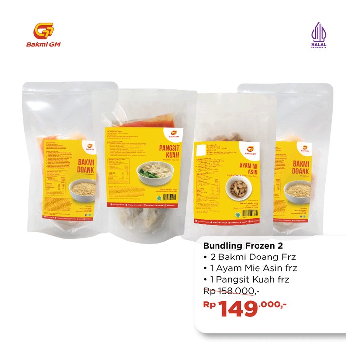 

Lezat- Bakmi GM - Bundling Frozen 2 (2 Bakmi + Topping + Pangsit Kuah + Kuah)