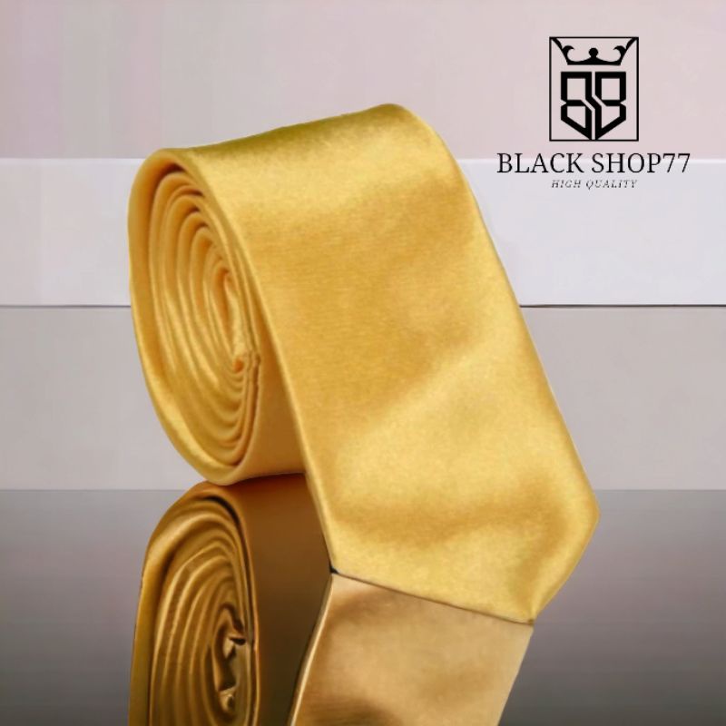 TrendyGaya- Dasi Pria Dasi Panjang Dasi Satin Polos Gold Muda 3 Inchi 8 Cm