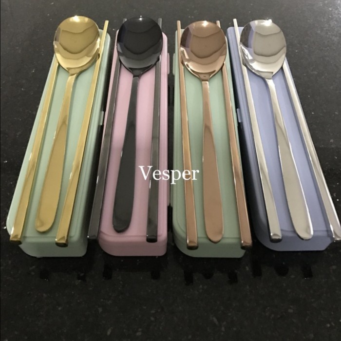 ORIGINAL.. SENDOK SUMPIT KOREA STAINLESS / SUJEO STAINLESS / CHOPSTICK SPOON SET