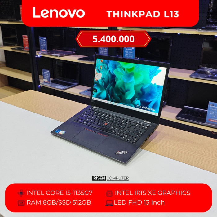 Laptop Lenovo Thinkpad L13 Intel Core i5-1135G7 RAM 8GB SSD 512GB FHD 13inch Notebook Second Seken