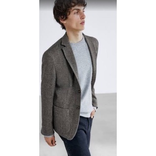 Original Massimo Dutti Herringbone Men'S Casual Blazer - Men'S Layering Piece - Outer Luaran Pria