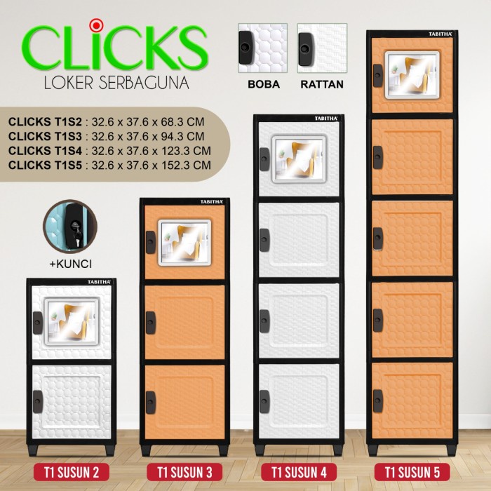 LEMARI PLASTIK TABITHA CLICKS TOWER 1 / RAK HELM / RAK SERBAGUNA [TABBOX]