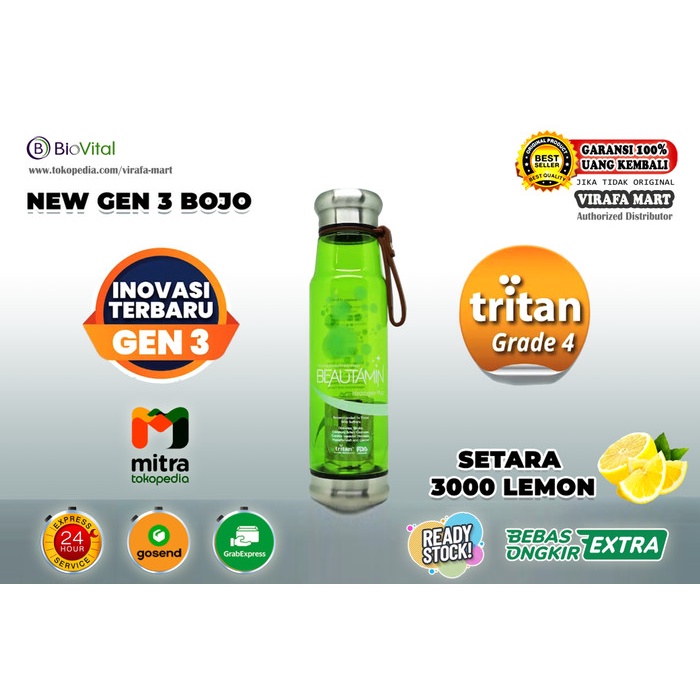 READY..!! BOTOL KESEHATAN BIOVITAL GEN3 HIJAU (BOJO) BEAUTAMIN