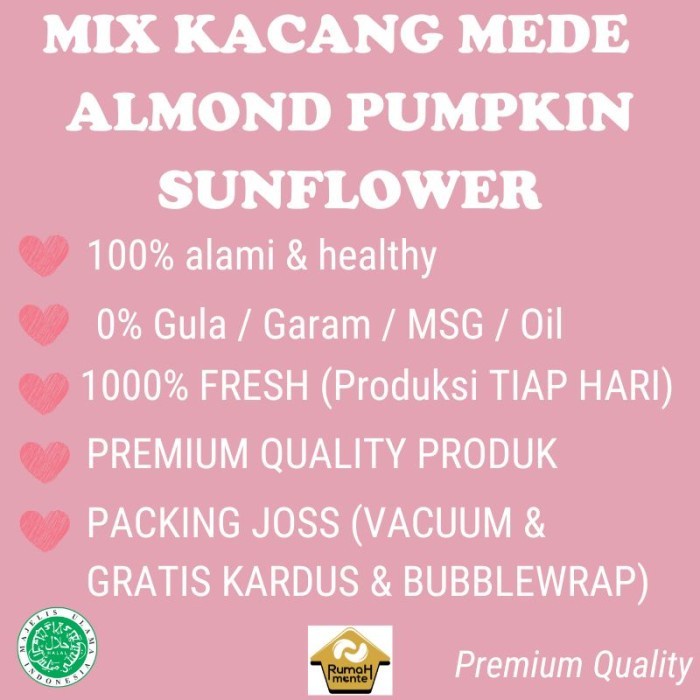 

(TopSeller) TRAIL MIX KACANG MEDE KACANG ALMOND SUNFLOWER SEED PUMPKIN SEED 1KG