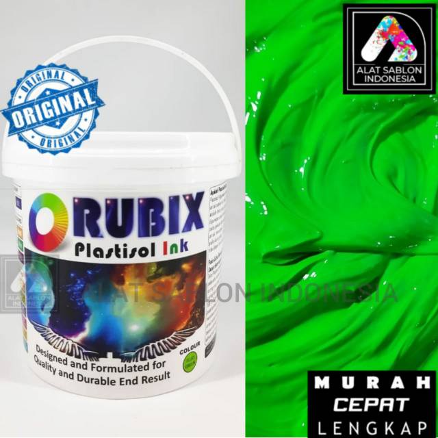 

Tinta Sablon Plastisol Rubix Hijau Stabilo Flo Green 1Kg