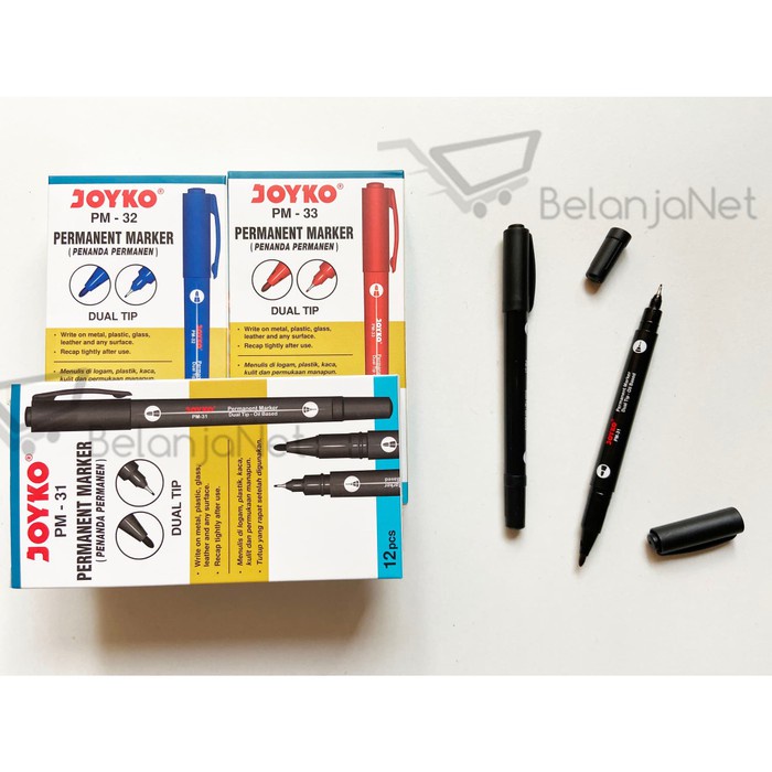 

Spidol Permanen Joyko Pm-31 Hitam Pm-32 Biru Pm-33 Merah [1 Lusin]