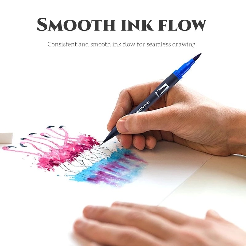 

Hightune 12/36/60/100/120 Spidol Warna Set Brush Pen Double Tip Drawing Pen