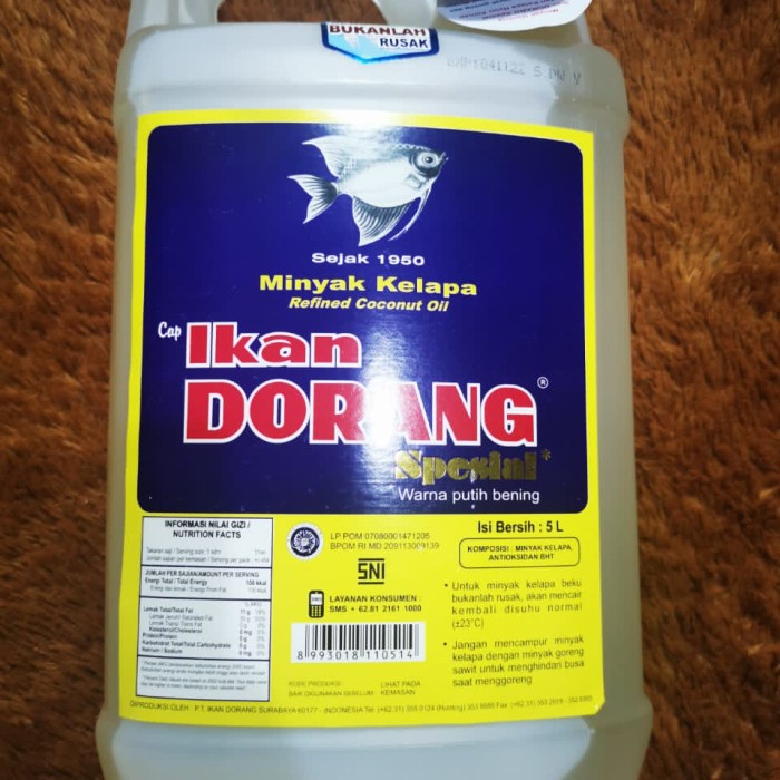 

minyak goreng kelapa spesial ikan dorang 5 liter