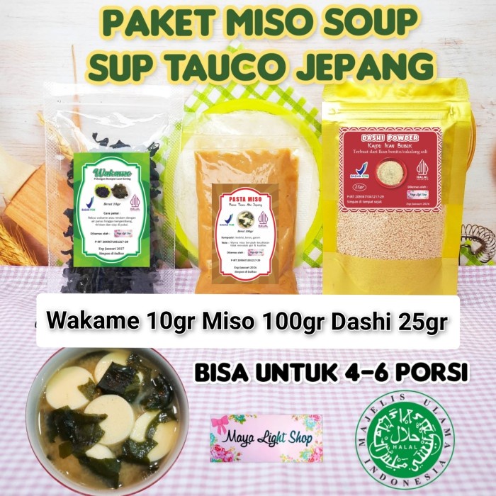

Paket Hemat Miso Soup (Miso, Dashi, Wakame) kaldu ikan tauco jepang