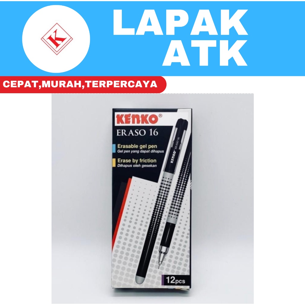 

KENKO Pulpen Gel Pen Eraso 16 BISA HAPUS (1PAK) ++