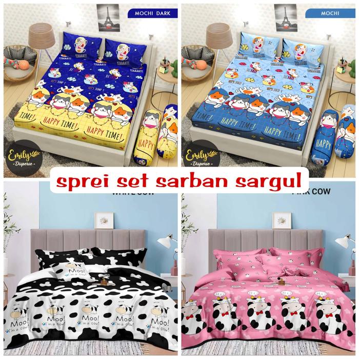 Terbaru- SPREI MOTIF KUCING MOCHI DAN MOTIF SAPI UKURAN 120 X 200 & 180 X 200