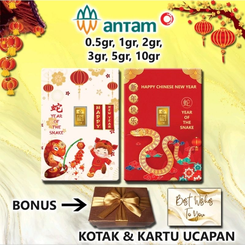 UM1 Logam Mulia Emas ANTAM Imlek Shio Ular Year Of The Snake Gift Series Custom Certieye Certicard