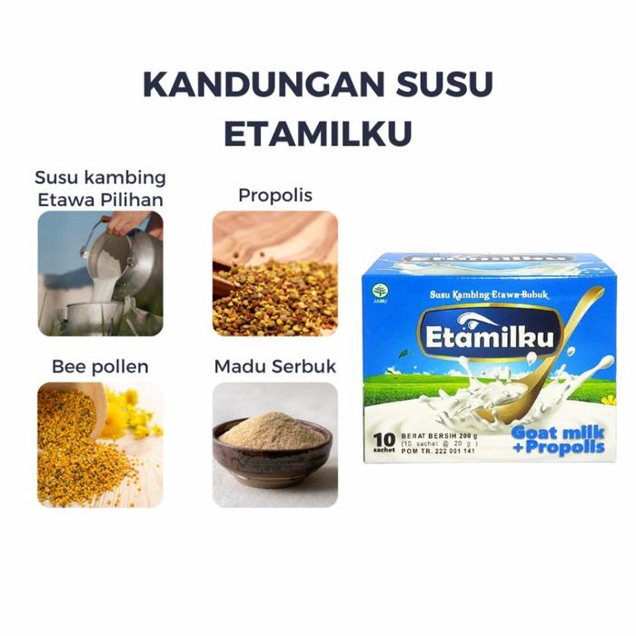 

SUSU KAMBING ETAWA ETAMILKU GOATMILK PLUS PROPOLIS (10 SACHET) DAIRY TERBARU