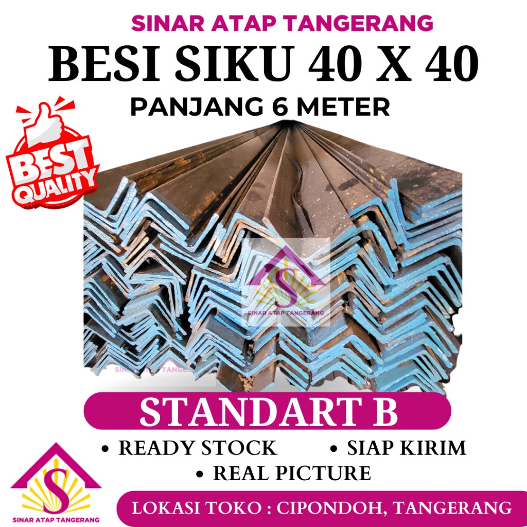 BESI SIKU 40 X 40 ( LEBAR 3.8 CM TEBAL 2.4 MM) PANJANG 6 METER