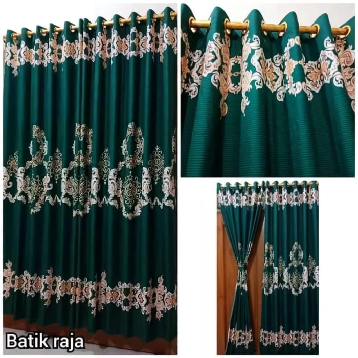 murah- Gorden Smokring / Hordeng Warna Hijau - Batik Sastra Raja