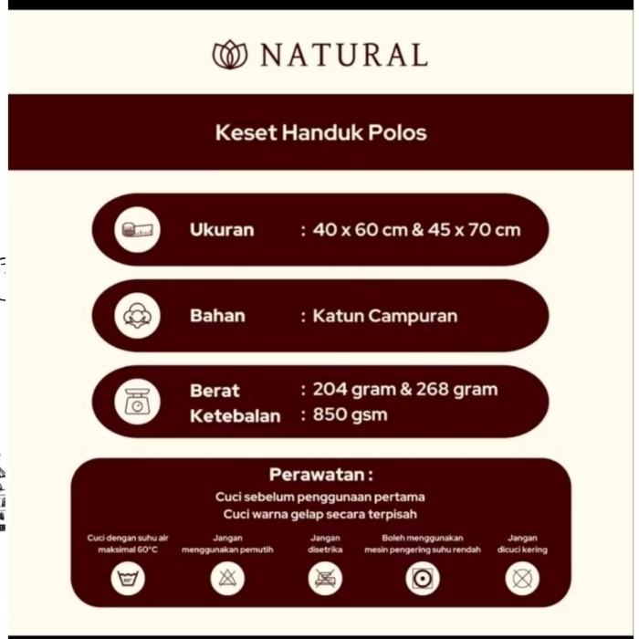 (Expert) KESET HANDUK CHALMER KESET KAKI HANDUK HOTEL NATURAL CHALMER 40x60CM