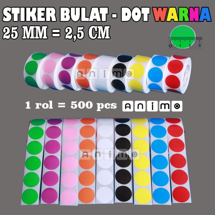 

Stiker Bulat Warna - COLOR DOT STICKERS - ROL