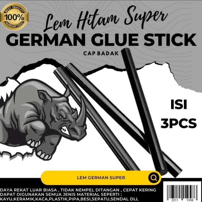 LEM GERMAN SUPER ORIGINAL ISI 3PCS LEM STICK AJAIB LEM BAKAR HITAM