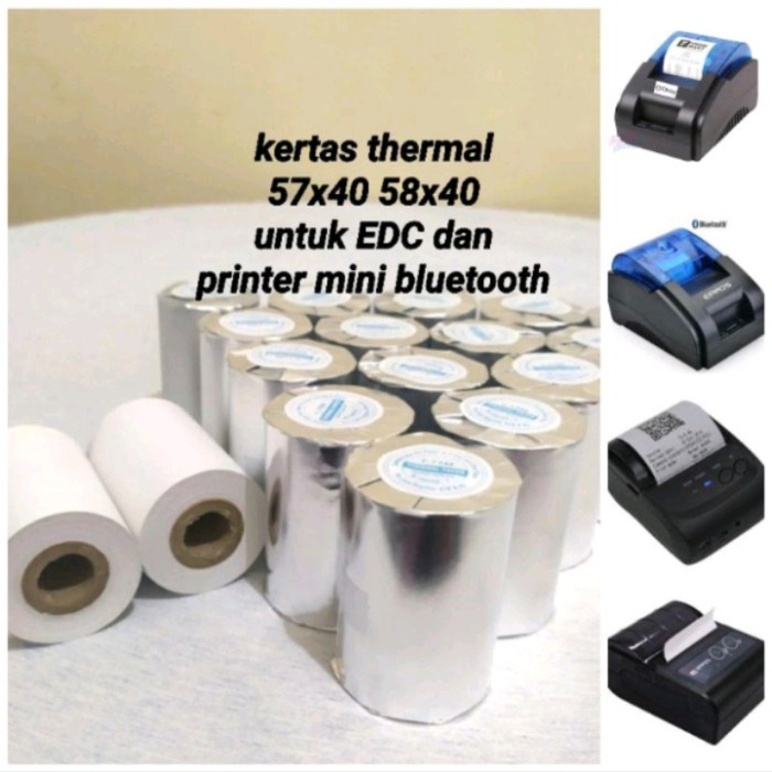 

kertas thermal 58 x 40 mm Paket 5 Roll struk printer ukuran 58mm