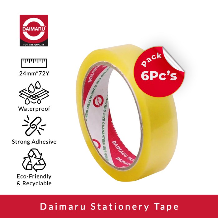 

[Dapat 6pcs] Daimaru Stationery Tape 24mm x 72 Yard