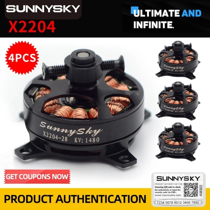 4PCS Original SUNNYSKY X2204 KV1480/KV1800 Brushless Motor For RC