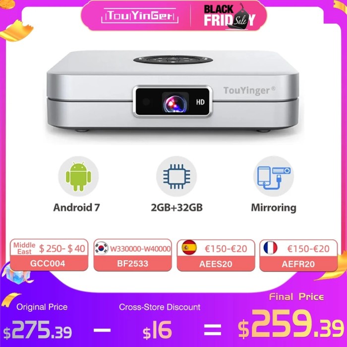 TouYinger K2 DLP Bluetooth Smart Android projector Wifi support FULL