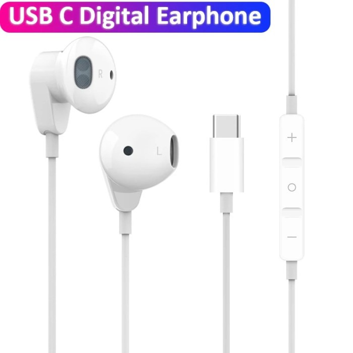 USB Type C Earphones DAC Audio Converter Digital Wired Earbuds 32bit