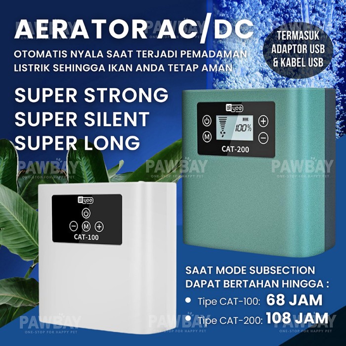 Mesin Pompa Udara Aerator Aquarium Kolam Ikan Portabel ACDC Strong Airator Baterai Akuarium Ikan