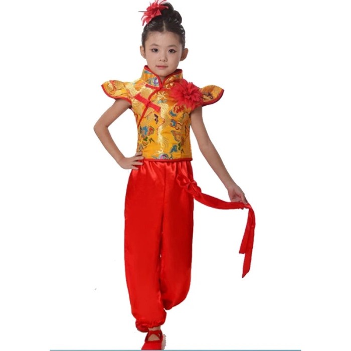 Girls Yangko Dance Clothing Drum Dance Costumes Traditional Chinese