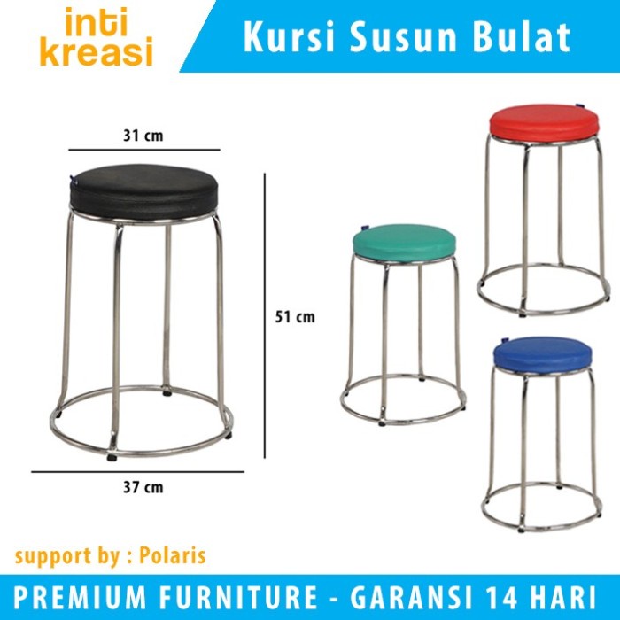 Kursi Bakso besi / Bangku Baso bulat susun Stainless Steel