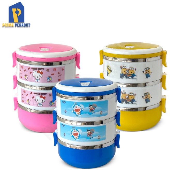 ada- Rantang Makanan Lunch Box Susun 3 Stainless Tahan Panas