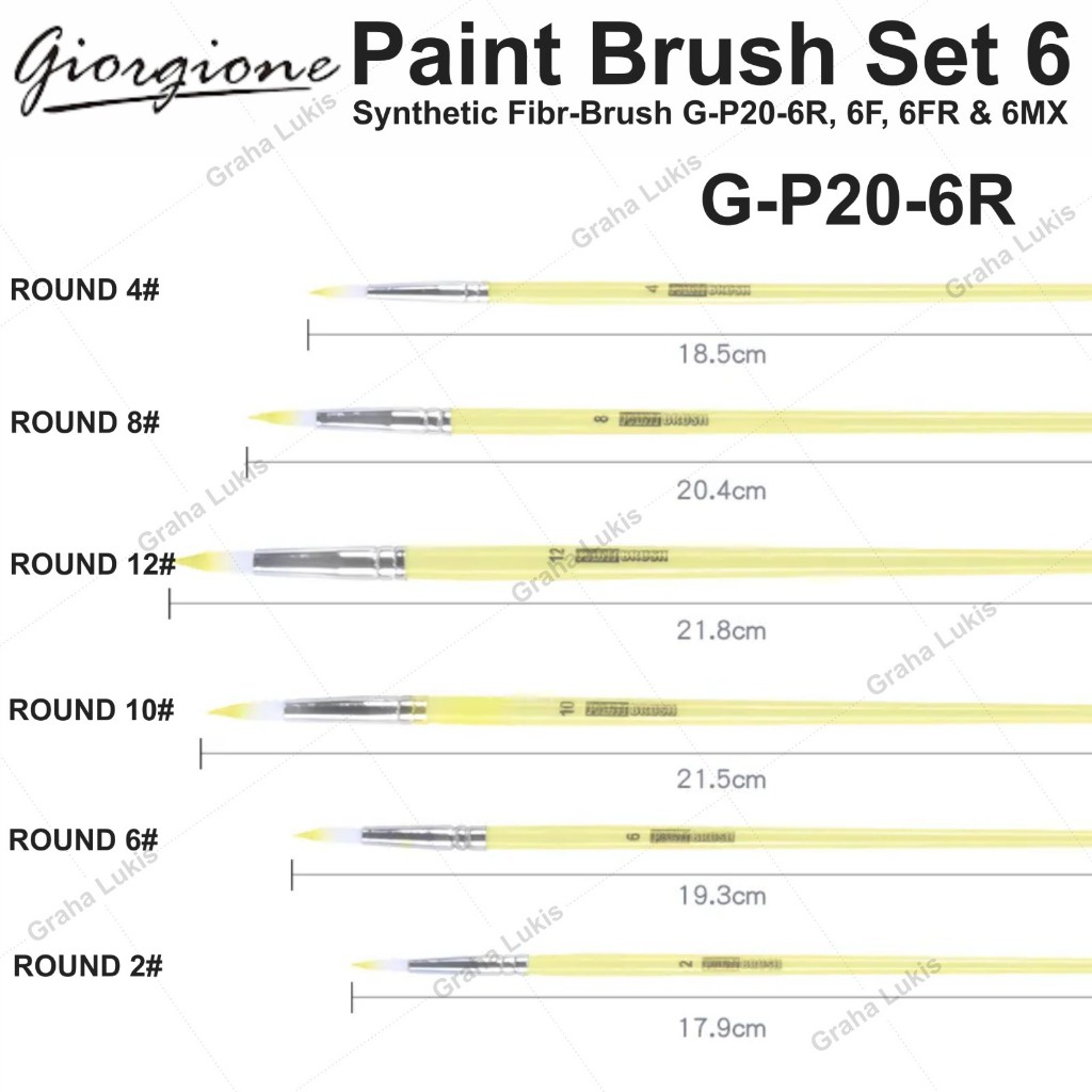

IK! Giorgione Paint Brush Set 6 / Synthetic Fiber - Kuas Set