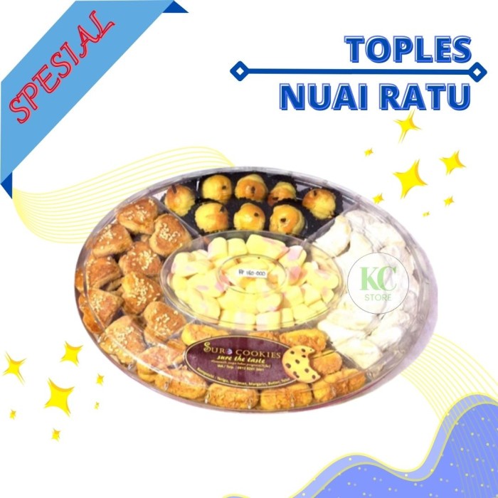 ada- Toples Kue Kering Toples Bening Toples Sekat 5 Bulat Nuai Ratu