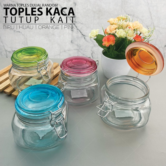 ada- Toples Keler Kaca Tutup Kait Kue Kering Lebaran Lucu Warna Random