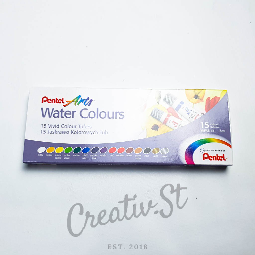 

IK! PENTEL Water Color Cat Air 15 Warna Set Paint Lukis Watercolor