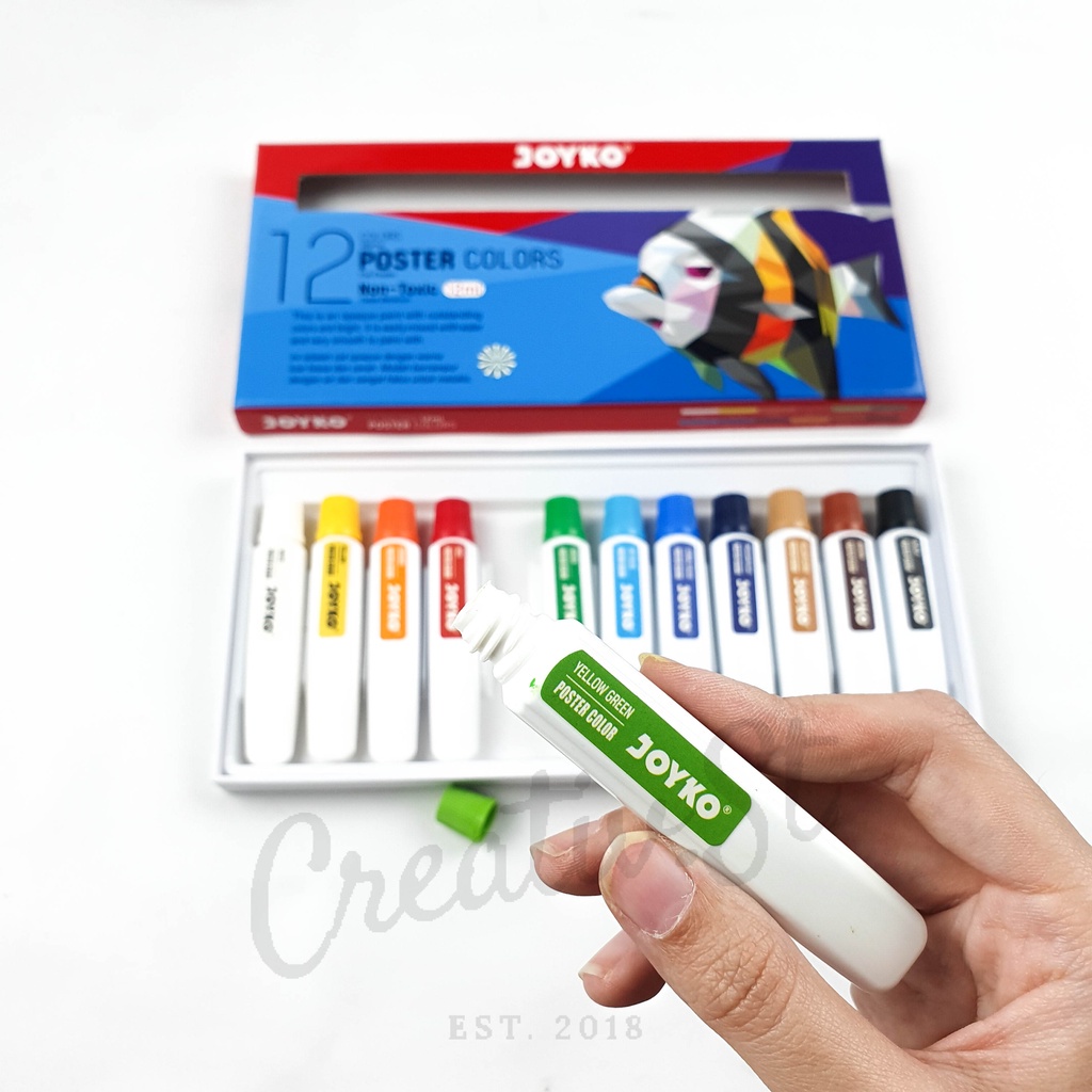 

IK! JOYKO Cat Poster Color Paint 12Ml 12 Warna Colors Poc-12Ml-12C Tube