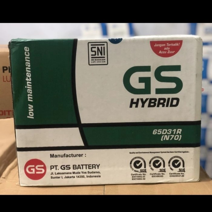 Aki Gs Astra Hybrid N70 70 Amper