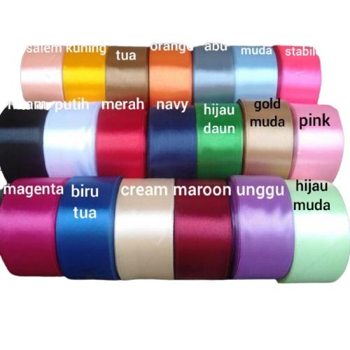 New Pita satin Kado Buket bunga kertas cellophane PER METER meteran Ukuran 4 cm besar 1,5 Inch
