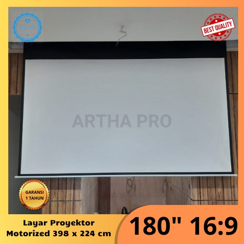 Layar proyektor motorized 180 inch 16:9 screen proyektor otomatis