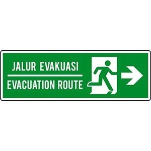 

CUSTOM RAMBU. SIGN EVACUATION. SIZE 30X10CM. GLOW IN THE DARK. 2 MUKA.