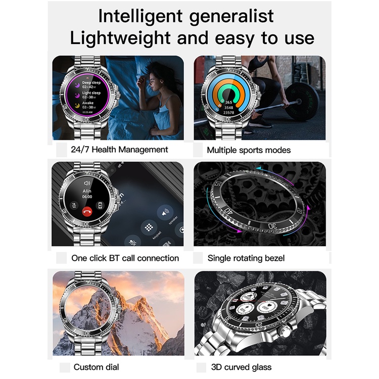 2024 New For Rolex Smartwatch Men Compass Gps Track Smartwatch Amoled Always Displays Temperature