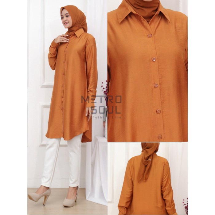 KEMEJA TUNIK KANTOR POLOS KATUN SILKY CRINKLE STANDAR JUMBO