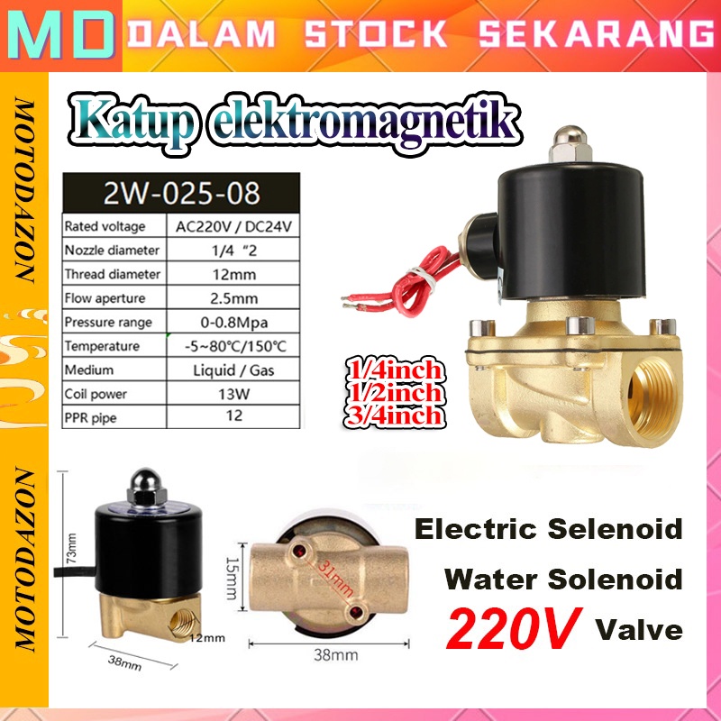 AYOOOLLARIZSS Stok Tersedia220V Electric Selenoid Water Solenoid Valve 1/4 inch
