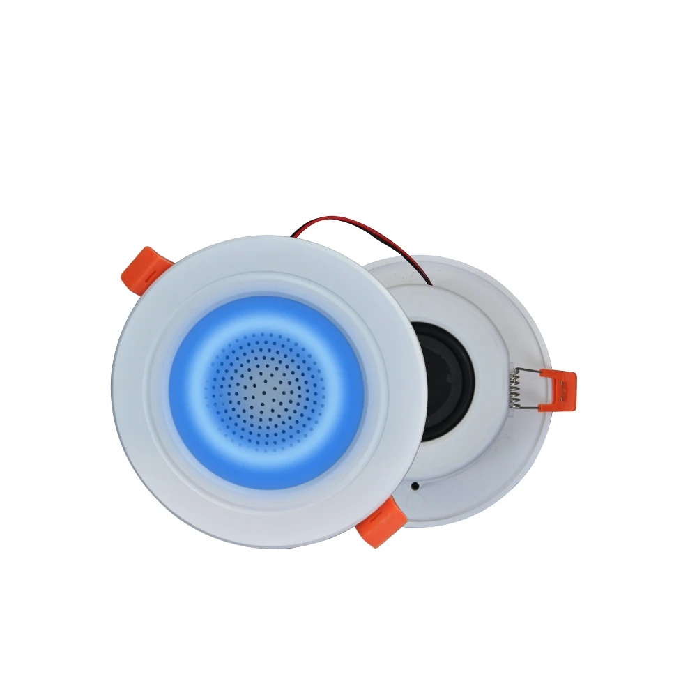 Mini Bluetooth Ceiling Speaker Led Colorful Light Tws Music Stereo Loudspeaker Downlight Home