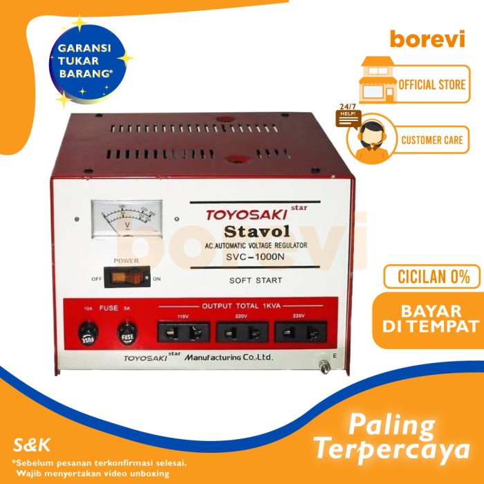Ready STABILIZER TOYOSAKI SVC 1000 N / PENSTABIL LISTRIK SNI TOYOSAKI
