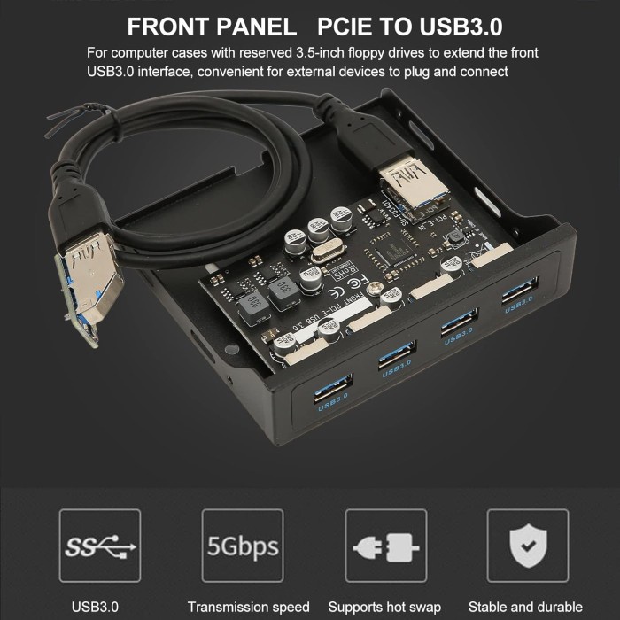 USB Front Panel Pcie 4 Port USB3.0 High Speed 3.5 inch