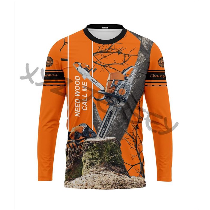Navero-Kaos STIHL Lengan Panjang Fullprinting Chainsaw Bahan Drifit Nyaman