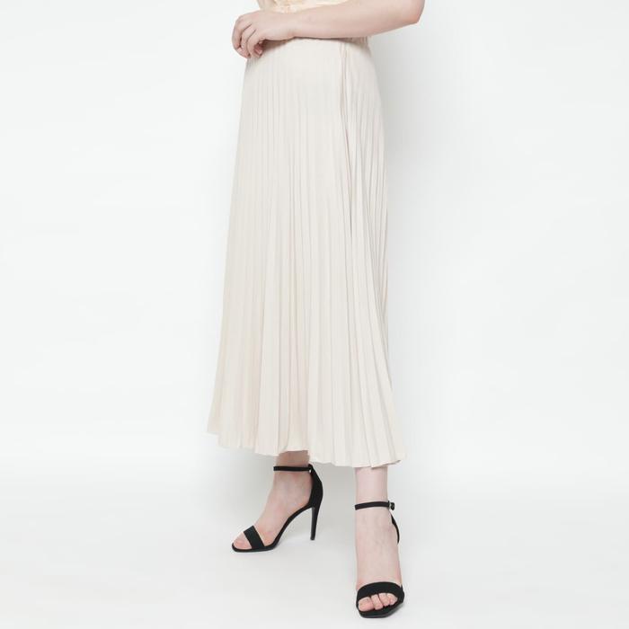 duapola Rok Panjang Plisket Payung Aline 7176 - Cream